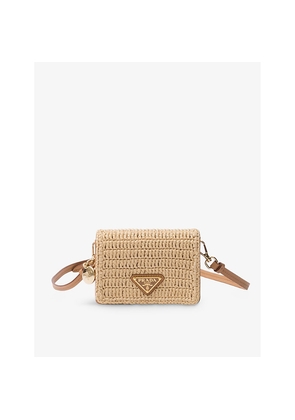 Womens Prada Brand-Plaque Woven Card Holder