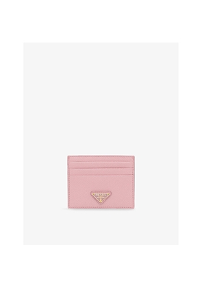 Womens Prada Logo-Plaque Saffiano Leather Card Holder