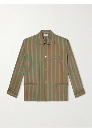 SAINT LAURENT - Piped Striped Recycled-Twill Shirt - Men - Green - M