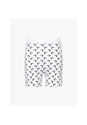 Womens Marine Serre Moon-Print High-Rise Stretch-Jersey Shorts