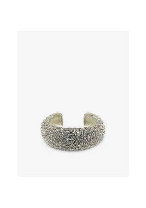 Womens Jennifer Gibson Jewellery Pre-Loved Karen Millen Crystal-Embellished Rhodium-Plated Metal Cuff