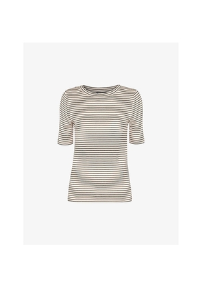 Womens Whistles Stripe Relaxed-Fit Cotton-Blend T-Shirt
