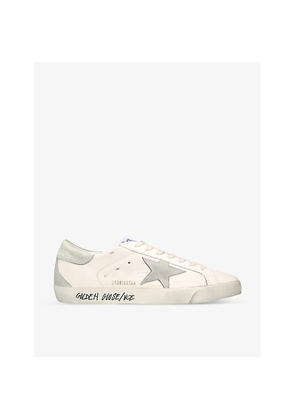 Mens Golden Goose Super Star Star-Embroidered Leather Low-Top Trainers
