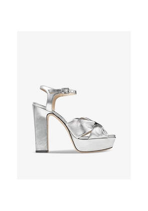 Womens Jimmy Choo Heloise 120 Bow-Embellished Leather Platform-Heeled Sandals