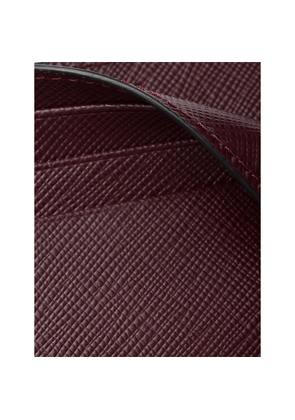 Mens Prada Triangle-Plaque Leather Card Holder