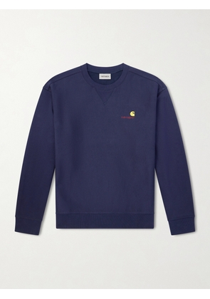 Carhartt WIP - Oversized Logo-Embroidered Cotton-Blend Jersey Sweatshirt - Men - Blue - XS