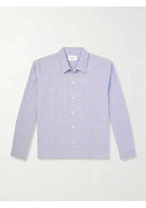 NN07 - Reed 50057 Checked Organic Cotton-Blend Seersucker Shirt - Men - Blue - S