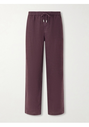 Mr P. - Edward Straight-Leg Garment-Dyed Linen Drawstring Trousers - Men - Burgundy - 28