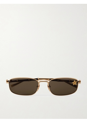 Gucci - Bamboo Square-Frame Gold-Tone and Acetate Sunglasses - Men - Gold