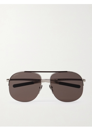 Gucci - Aviator-Style Silver-Tone Sunglasses - Men - Silver