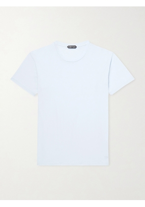 TOM FORD - Slim-Fit Logo-Embroidered Cotton and Silk-Blend Jersey T-Shirt - Men - Blue - IT 44