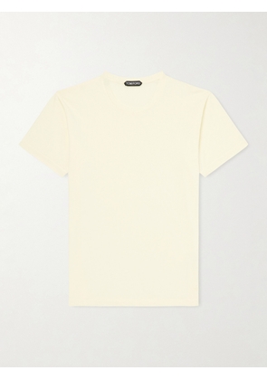 TOM FORD - Slim-Fit Logo-Embroidered Cotton and Silk-Blend Jersey T-Shirt - Men - Yellow - IT 44