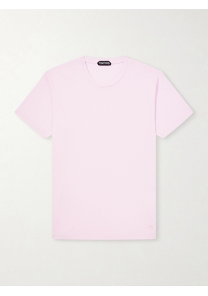 TOM FORD - Slim-Fit Logo-Embroidered Cotton and Silk-Blend Jersey T-Shirt - Men - Pink - IT 44