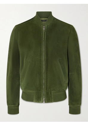 TOM FORD - Perforated Suede Bomber Jacket - Men - Green - IT 46