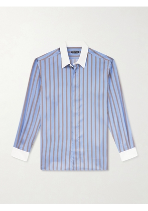 TOM FORD - Striped Silk Shirt - Men - Blue - EU 39