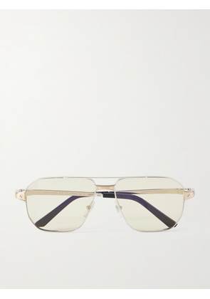 Cartier Eyewear - Santos Aviator-Style Silver-Tone Sunglasses - Men - Silver