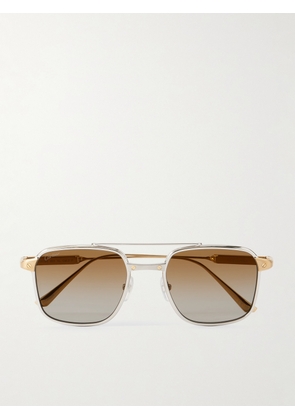 Cartier Eyewear - Santos Aviator-Style Gold and Silver-Tone Titanium Sunglasses - Men - Silver