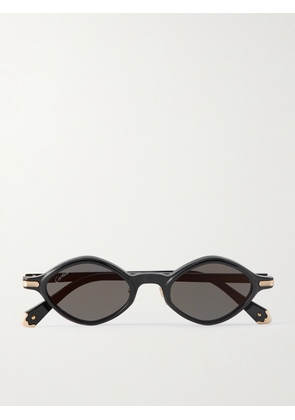 Cartier Eyewear - Godron Oval-Frame Acetate Sunglasses - Men - Black