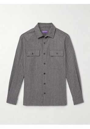 Ralph Lauren Purple Label - Pinstriped Super 150s Wool-Flannel Shirt - Men - Gray - S