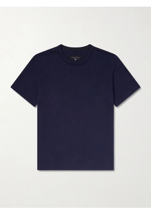 Rag & Bone - Classic Flame Embroidered Slub Cotton-Jersey T-Shirt - Men - Blue - XS