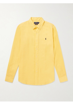 Polo Ralph Lauren - Button-Down Collar Logo-Embroidered Linen Shirt - Men - Yellow - XS