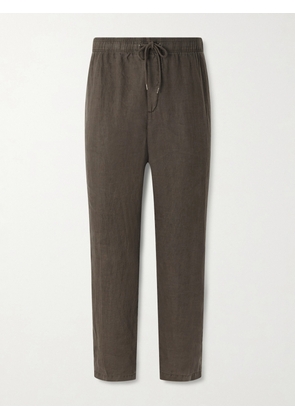 James Perse - Straight-Leg Garment-Dyed Linen Drawstring Trousers - Men - Green - 1