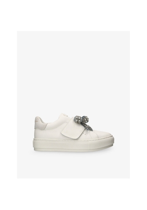 Womens Kurt Geiger London Laney Bow-Embellished Leather Low-Top Trainers