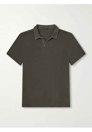 James Perse - Open-Collar Cotton-Jersey Polo Shirt - Men - Green - 1