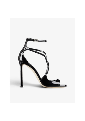 Womens Jimmy Choo Azia 110 Strappy Patent Leather Sandals