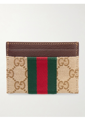 Gucci - Leather-Trimmed Monogrammed Canvas Cardholder - Men - Neutrals