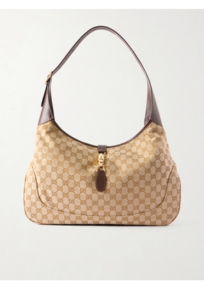 Gucci - Jackie 1961 Large Leather-Trimmed Monogrammed Canvas Messenger Bag - Men - Neutrals