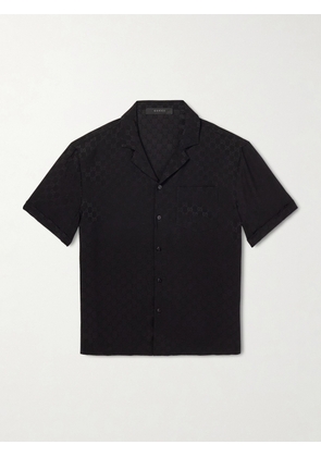 Gucci - Slim-Fit Camp-Collar Logo-Jacquard Silk Shirt - Men - Black - IT 48