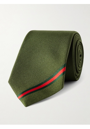 Gucci - 7cm Striped Silk-Twill Tie - Men - Green
