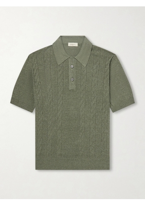 PIACENZA 1733 - Silk and Linen-Blend Polo Shirt - Men - Green - IT 46