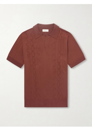 PIACENZA 1733 - Silk and Cotton-Blend Polo Shirt - Men - Brown - IT 46