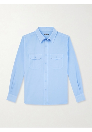 TOM FORD - Cotton and Silk-Blend Shirt - Men - Blue - EU 39