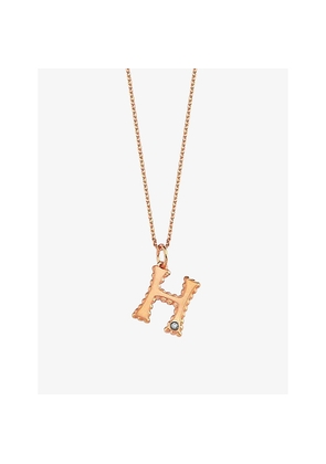 Womens La Maison Couture x Selda 'H' Initial 14ct Rose-Gold and 0.01ct Diamond Necklace
