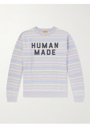 Human Made - Logo-Print Striped Cotton-Jersey Sweatshirt - Men - Gray - S