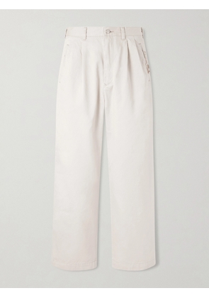 Human Made - Wide-Leg Logo-Embroidered Pleated Cotton-Twill Chinos - Men - White - S