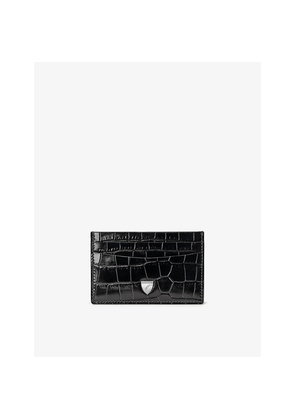 Mens Aspinal Of London Slim Crocodile-Embossed Leather Credit Card Case