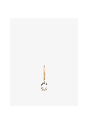 Womens La Maison Couture Selda 'C' Initial 14ct Rose Gold and 0.04ct Single Diamond Huggie Earring