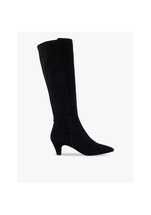 Womens Dune Sera Kitten-Heel Suede Knee-High Boots