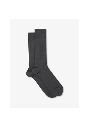 Mens Reiss Fela Ribbed Stretch-Cotton Socks