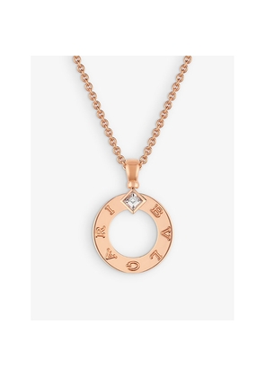 Bvlgari Bvlgari 18ct Rose-Gold and 0.09ct Brilliant-Cut Diamond Pendant Necklace