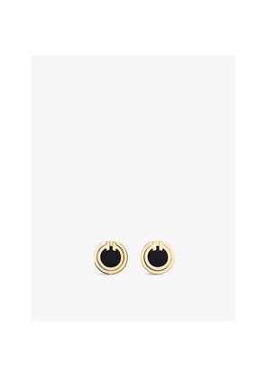 Mens Tiffany & Co Tiffany T 18ct Yellow-Gold and Onyx Earrings