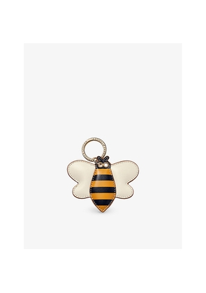 Womens Aspinal Of London Bee Logo-Embellished Leather Keyring