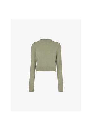 Womens Whistles Round-Neck Cropped Wool Jumper