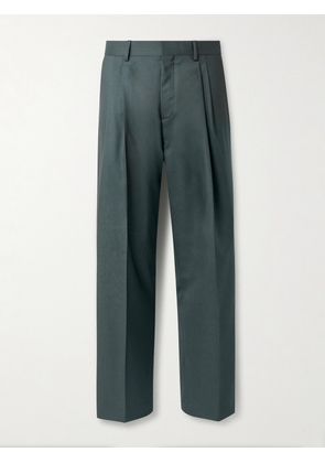 Mr P. - Wide-Leg Pleated Wool Suit Trousers - Men - Green - 28