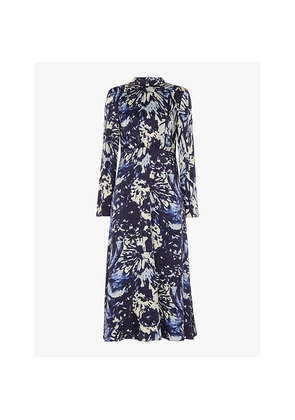 Womens Whistles Dazzled Floral Satin Midi Dress