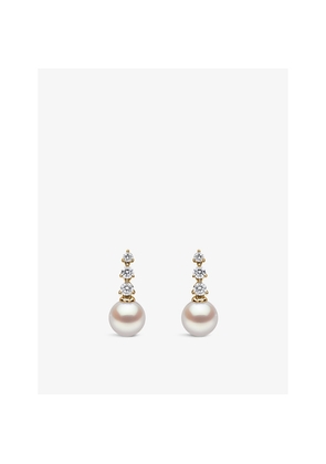Womens Yoko London Diamond Classic 18ct Yellow-Gold, Akoya-Pearl and 0.29ct Diamond Drop Earrings